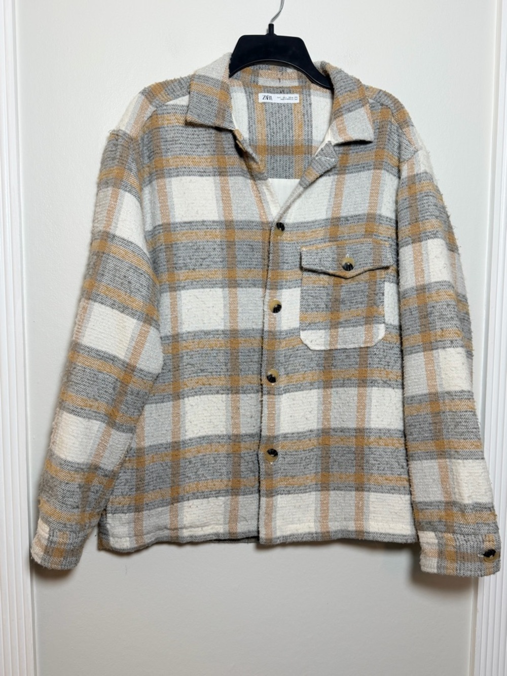 Zara Plaid Shacket Overshirt Jacket Size Large